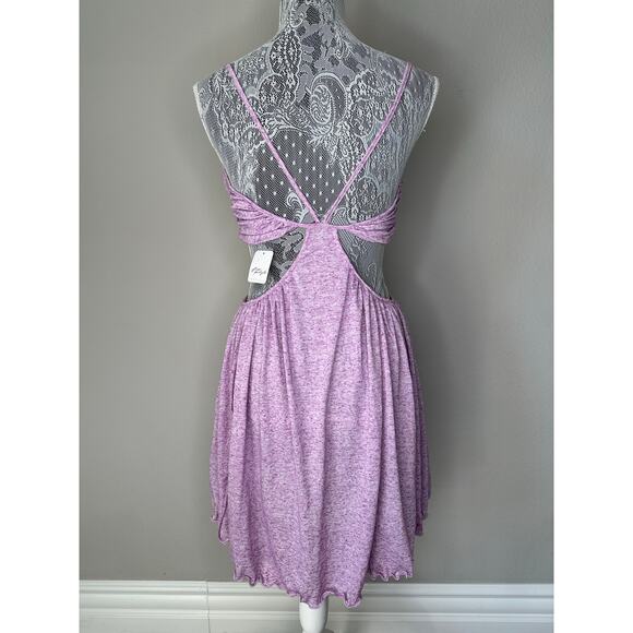 FREE PEOPLE BEACH Gathered Cut Out Strappy V Neck Mini Dress XS Made in USA - Picture 6 of 7